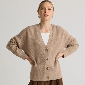 Quince - Mongolian Cashmere Fisherman Boxy Cropped Cardigan Sweater Sz S